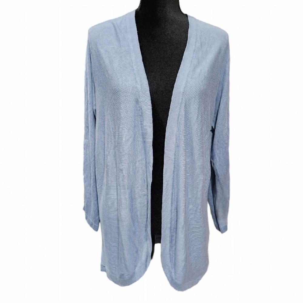 Joan Vass  100% Viscose Open Front Cardigan Sweater Womens Light Blue Size XL